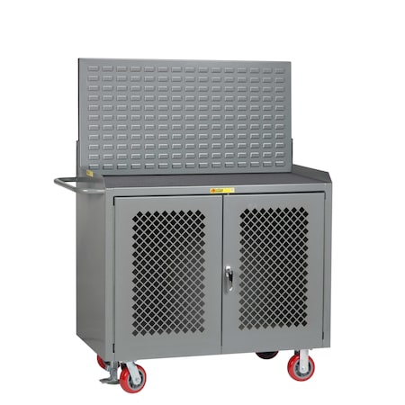 Little Giant Mobile Bench Cabinets, Perf Doors, 36"W, Louvered Panel, Vinyl Mat MMP2D-36-FL-LP